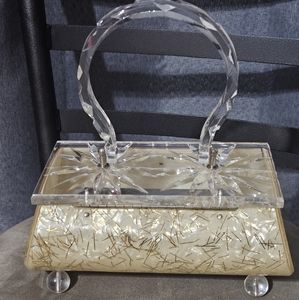 CARVED LUCITE VINTAGE 1950s Purse